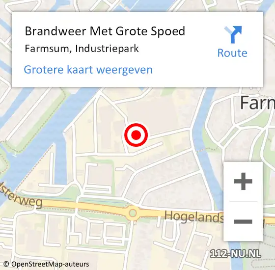 Locatie op kaart van de 112 melding: Brandweer Met Grote Spoed Naar Farmsum, Industriepark op 11 februari 2023 19:59