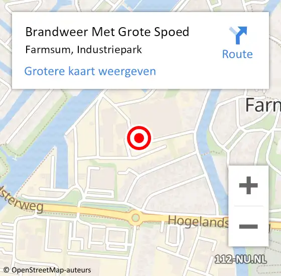 Locatie op kaart van de 112 melding: Brandweer Met Grote Spoed Naar Farmsum, Industriepark op 11 februari 2023 20:02