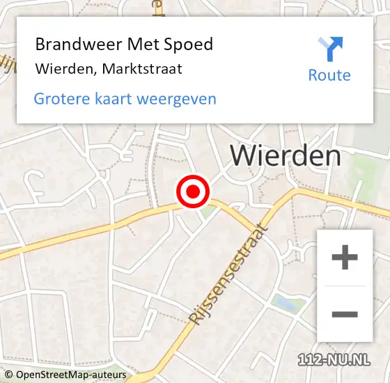 Locatie op kaart van de 112 melding: Brandweer Met Spoed Naar Wierden, Marktstraat op 11 februari 2023 20:04