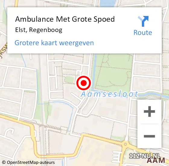 Locatie op kaart van de 112 melding: Ambulance Met Grote Spoed Naar Elst, Regenboog op 11 februari 2023 20:08