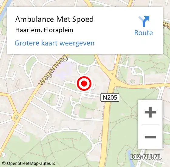 Locatie op kaart van de 112 melding: Ambulance Met Spoed Naar Haarlem, Floraplein op 11 februari 2023 20:47