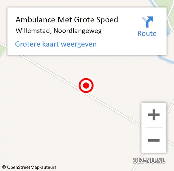 Locatie op kaart van de 112 melding: Ambulance Met Grote Spoed Naar Willemstad, Noordlangeweg op 11 februari 2023 21:08