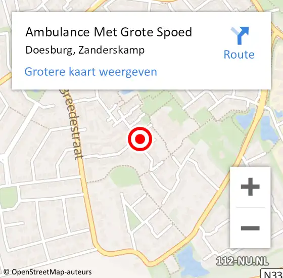 Locatie op kaart van de 112 melding: Ambulance Met Grote Spoed Naar Doesburg, Zanderskamp op 11 februari 2023 21:16
