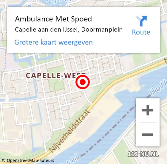 Locatie op kaart van de 112 melding: Ambulance Met Spoed Naar Capelle aan den IJssel, Doormanplein op 11 februari 2023 21:21