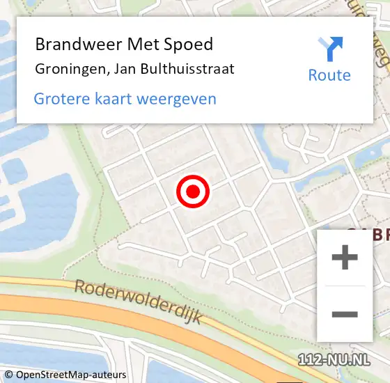 Locatie op kaart van de 112 melding: Brandweer Met Spoed Naar Groningen, Jan Bulthuisstraat op 11 februari 2023 21:28