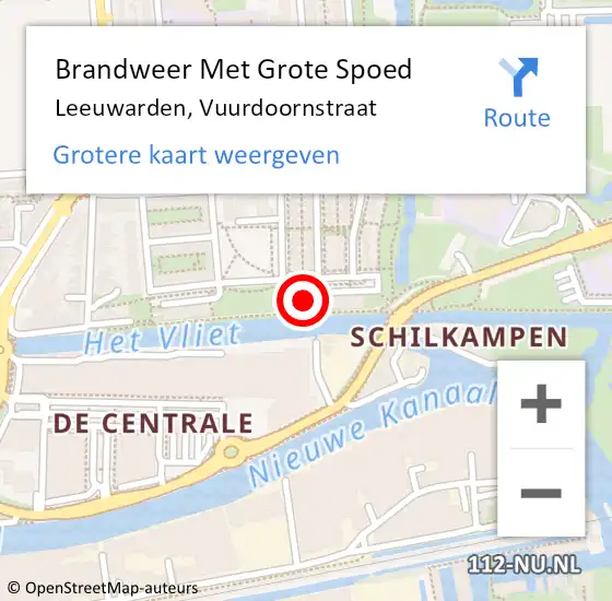 Locatie op kaart van de 112 melding: Brandweer Met Grote Spoed Naar Leeuwarden, Vuurdoornstraat op 11 februari 2023 21:42