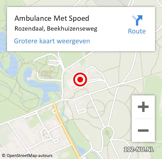 Locatie op kaart van de 112 melding: Ambulance Met Spoed Naar Rozendaal, Beekhuizenseweg op 11 februari 2023 21:56