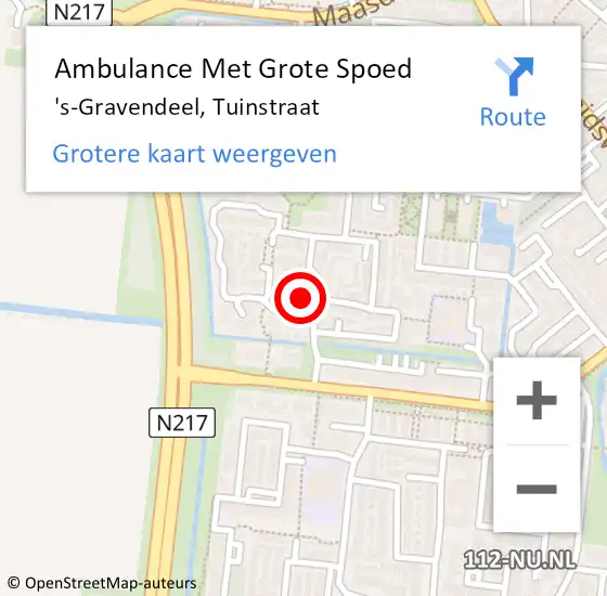 Locatie op kaart van de 112 melding: Ambulance Met Grote Spoed Naar 's-Gravendeel, Tuinstraat op 11 februari 2023 22:34