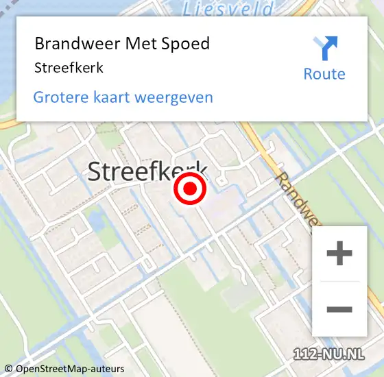 Locatie op kaart van de 112 melding: Brandweer Met Spoed Naar Streefkerk op 11 februari 2023 23:07