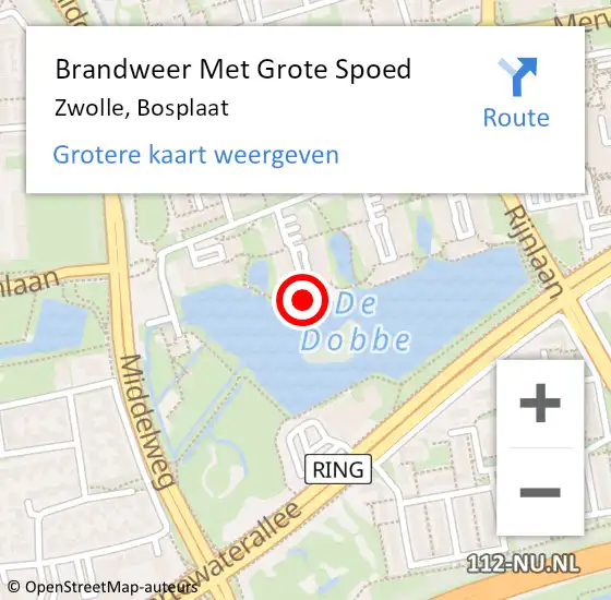 Locatie op kaart van de 112 melding: Brandweer Met Grote Spoed Naar Zwolle, Bosplaat op 11 februari 2023 23:26