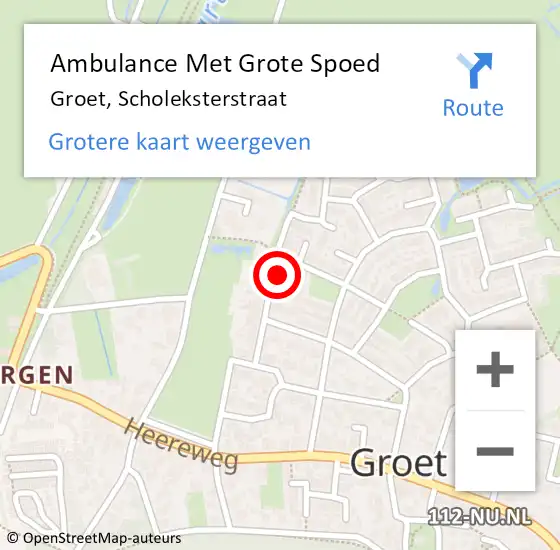 Locatie op kaart van de 112 melding: Ambulance Met Grote Spoed Naar Groet, Scholeksterstraat op 11 februari 2023 23:37