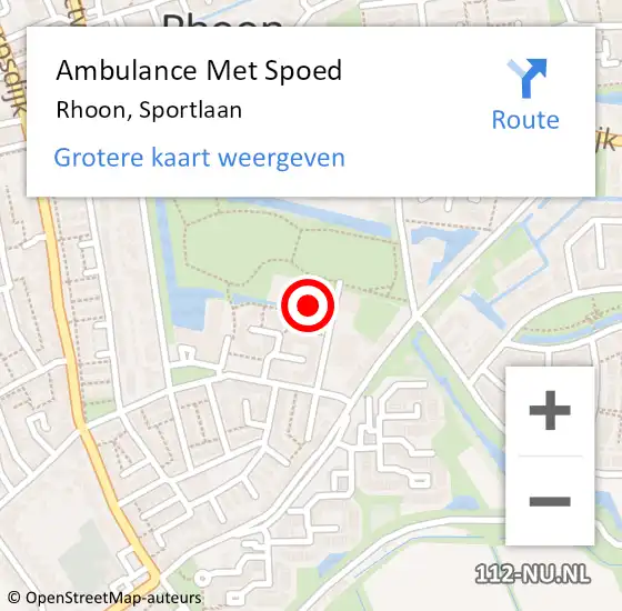 Locatie op kaart van de 112 melding: Ambulance Met Spoed Naar Rhoon, Sportlaan op 11 februari 2023 23:37