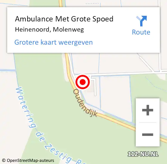 Locatie op kaart van de 112 melding: Ambulance Met Grote Spoed Naar Heinenoord, Molenweg op 12 februari 2023 00:02