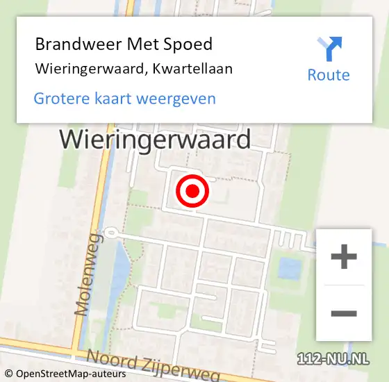 Locatie op kaart van de 112 melding: Brandweer Met Spoed Naar Wieringerwaard, Kwartellaan op 12 februari 2023 00:05