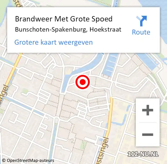 Locatie op kaart van de 112 melding: Brandweer Met Grote Spoed Naar Bunschoten-Spakenburg, Hoekstraat op 12 februari 2023 00:40