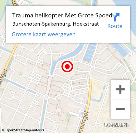 Locatie op kaart van de 112 melding: Trauma helikopter Met Grote Spoed Naar Bunschoten-Spakenburg, Hoekstraat op 12 februari 2023 00:54