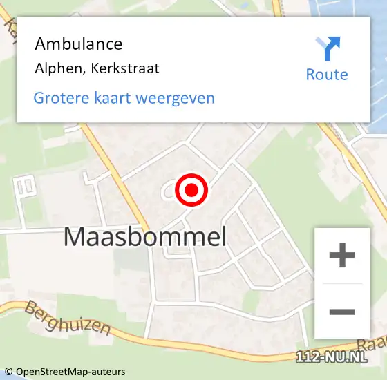 Locatie op kaart van de 112 melding: Ambulance Alphen, Kerkstraat op 12 februari 2023 01:20