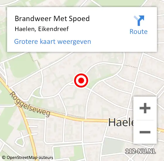 Locatie op kaart van de 112 melding: Brandweer Met Spoed Naar Haelen, Eikendreef op 12 februari 2023 01:46