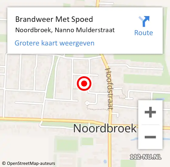 Locatie op kaart van de 112 melding: Brandweer Met Spoed Naar Noordbroek, Nanno Mulderstraat op 12 februari 2023 02:09