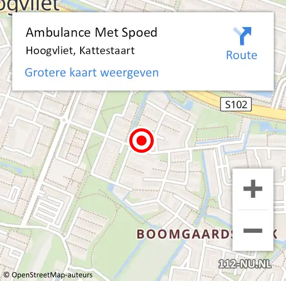 Locatie op kaart van de 112 melding: Ambulance Met Spoed Naar Hoogvliet, Kattestaart op 12 februari 2023 02:28