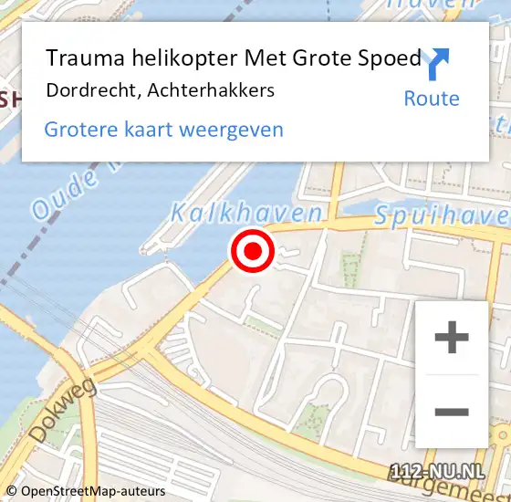 Locatie op kaart van de 112 melding: Trauma helikopter Met Grote Spoed Naar Dordrecht, Achterhakkers op 12 februari 2023 02:35