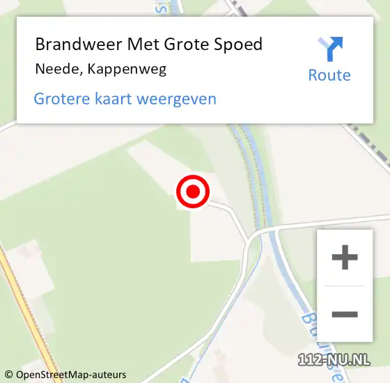 Locatie op kaart van de 112 melding: Brandweer Met Grote Spoed Naar Neede, Kappenweg op 12 februari 2023 02:45