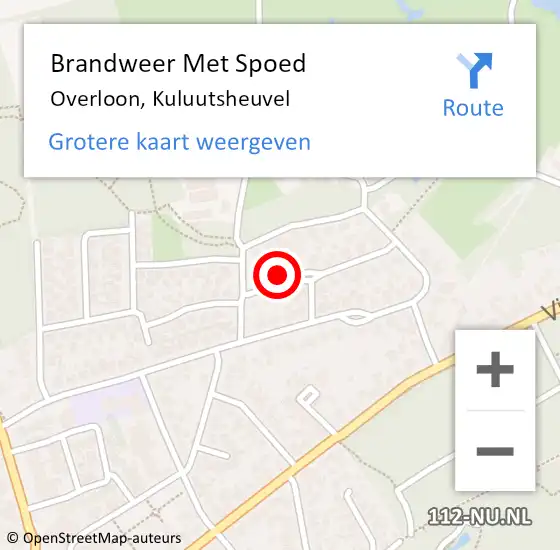 Locatie op kaart van de 112 melding: Brandweer Met Spoed Naar Overloon, Kuluutsheuvel op 12 februari 2023 02:47