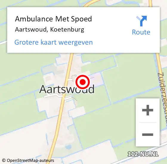 Locatie op kaart van de 112 melding: Ambulance Met Spoed Naar Aartswoud, Koetenburg op 12 februari 2023 03:30