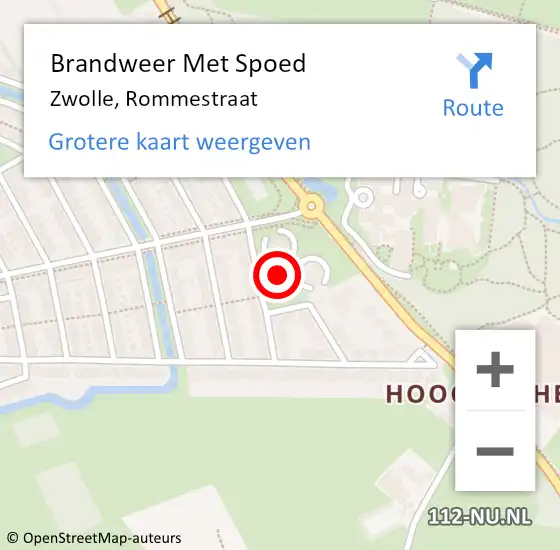 Locatie op kaart van de 112 melding: Brandweer Met Spoed Naar Zwolle, Rommestraat op 12 februari 2023 03:32