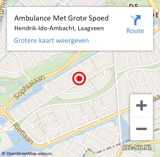 Locatie op kaart van de 112 melding: Ambulance Met Grote Spoed Naar Hendrik-Ido-Ambacht, Laagveen op 12 februari 2023 03:33