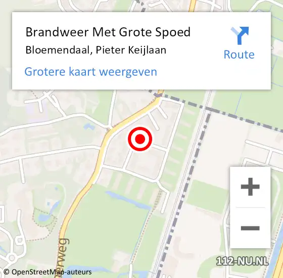 Locatie op kaart van de 112 melding: Brandweer Met Grote Spoed Naar Bloemendaal, Pieter Keijlaan op 12 februari 2023 03:58