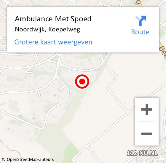 Locatie op kaart van de 112 melding: Ambulance Met Spoed Naar Noordwijk, Koepelweg op 12 februari 2023 04:13