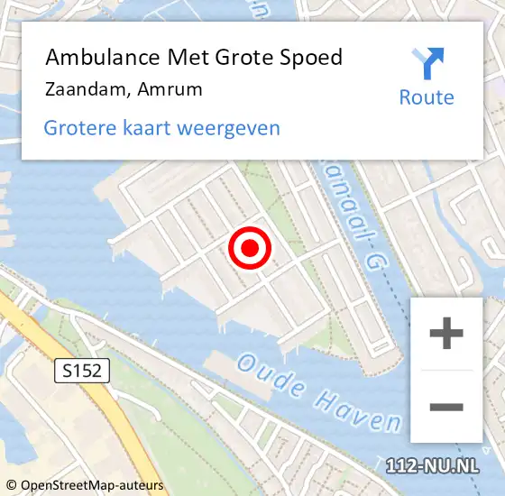 Locatie op kaart van de 112 melding: Ambulance Met Grote Spoed Naar Zaandam, Amrum op 12 februari 2023 06:04