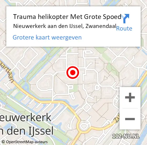 Locatie op kaart van de 112 melding: Trauma helikopter Met Grote Spoed Naar Nieuwerkerk aan den IJssel, Zwanendaal op 12 februari 2023 06:46