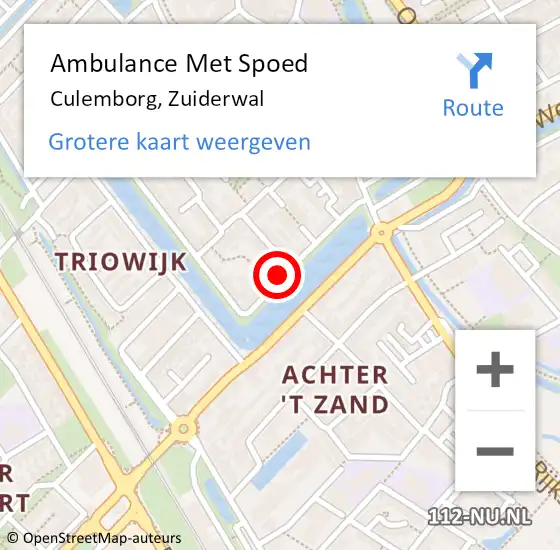 Locatie op kaart van de 112 melding: Ambulance Met Spoed Naar Culemborg, Zuiderwal op 12 februari 2023 07:01