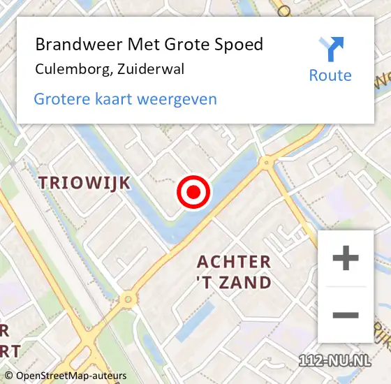 Locatie op kaart van de 112 melding: Brandweer Met Grote Spoed Naar Culemborg, Zuiderwal op 12 februari 2023 07:18