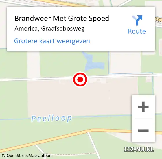 Locatie op kaart van de 112 melding: Brandweer Met Grote Spoed Naar America, Graafsebosweg op 12 februari 2023 07:40