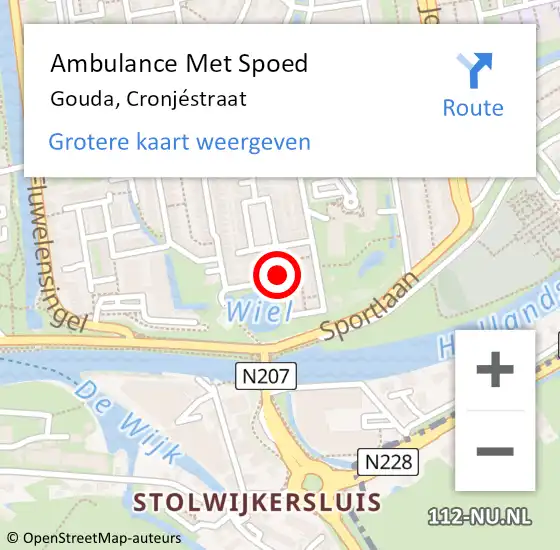 Locatie op kaart van de 112 melding: Ambulance Met Spoed Naar Gouda, Cronjéstraat op 12 februari 2023 07:55