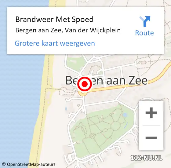 Locatie op kaart van de 112 melding: Brandweer Met Spoed Naar Bergen aan Zee, Van der Wijckplein op 12 februari 2023 07:58