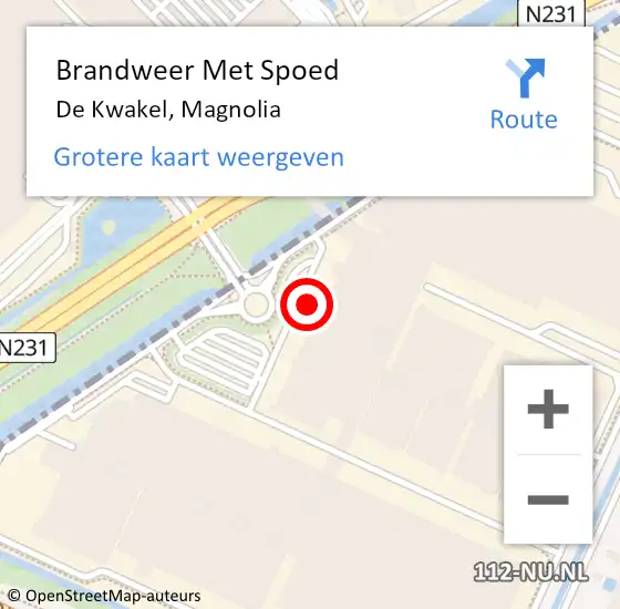 Locatie op kaart van de 112 melding: Brandweer Met Spoed Naar De Kwakel, Magnolia op 12 februari 2023 08:18