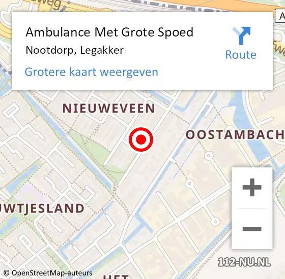 Locatie op kaart van de 112 melding: Ambulance Met Grote Spoed Naar Nootdorp, Legakker op 12 februari 2023 08:21