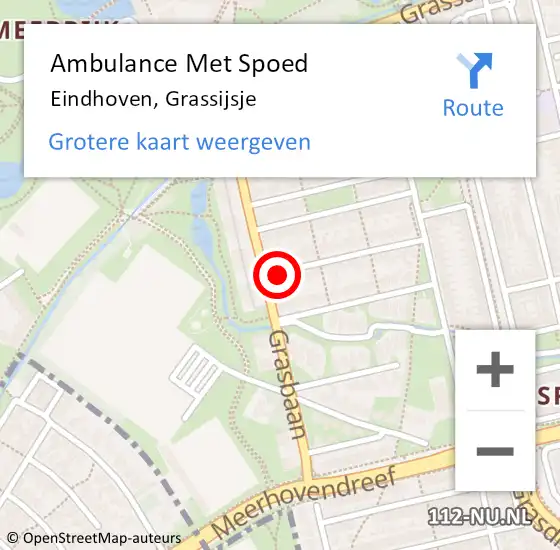 Locatie op kaart van de 112 melding: Ambulance Met Spoed Naar Eindhoven, Grassijsje op 15 augustus 2014 11:42