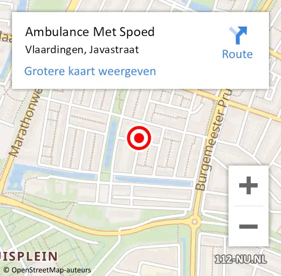 Locatie op kaart van de 112 melding: Ambulance Met Spoed Naar Vlaardingen, Javastraat op 12 februari 2023 09:46