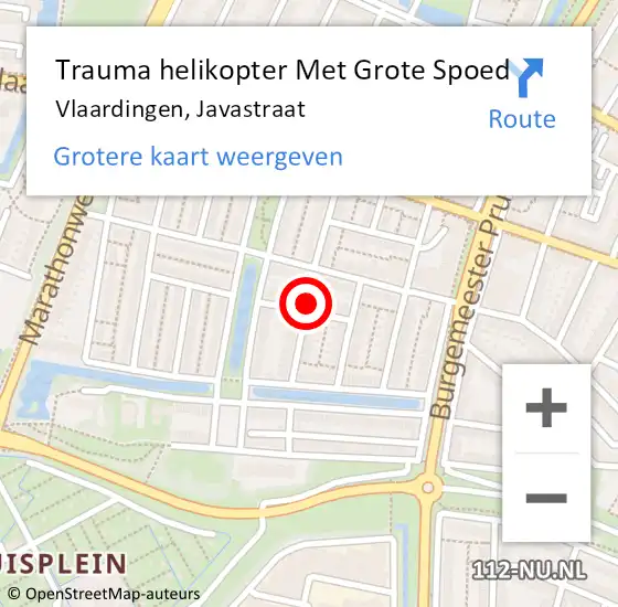 Locatie op kaart van de 112 melding: Trauma helikopter Met Grote Spoed Naar Vlaardingen, Javastraat op 12 februari 2023 09:49