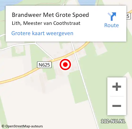 Locatie op kaart van de 112 melding: Brandweer Met Grote Spoed Naar Lith, Meester van Coothstraat op 12 februari 2023 09:55