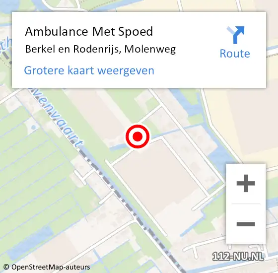 Locatie op kaart van de 112 melding: Ambulance Met Spoed Naar Berkel en Rodenrijs, Molenweg op 12 februari 2023 09:55
