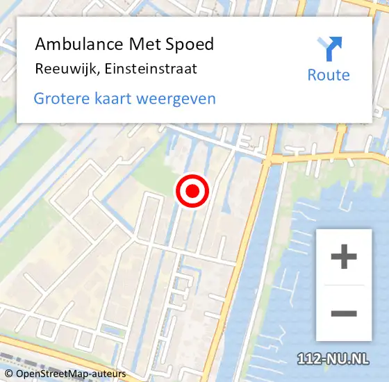 Locatie op kaart van de 112 melding: Ambulance Met Spoed Naar Reeuwijk, Einsteinstraat op 12 februari 2023 10:04