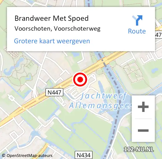 Locatie op kaart van de 112 melding: Brandweer Met Spoed Naar Voorschoten, Voorschoterweg op 12 februari 2023 10:12