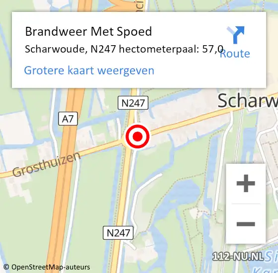 Locatie op kaart van de 112 melding: Brandweer Met Spoed Naar Scharwoude, N247 hectometerpaal: 57,1 op 15 augustus 2014 11:46