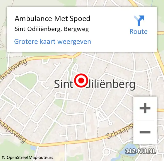 Locatie op kaart van de 112 melding: Ambulance Met Spoed Naar Sint Odiliënberg, Bergweg op 12 februari 2023 10:52